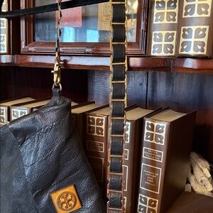 Tory Burch Black Leather with Gold Emblem